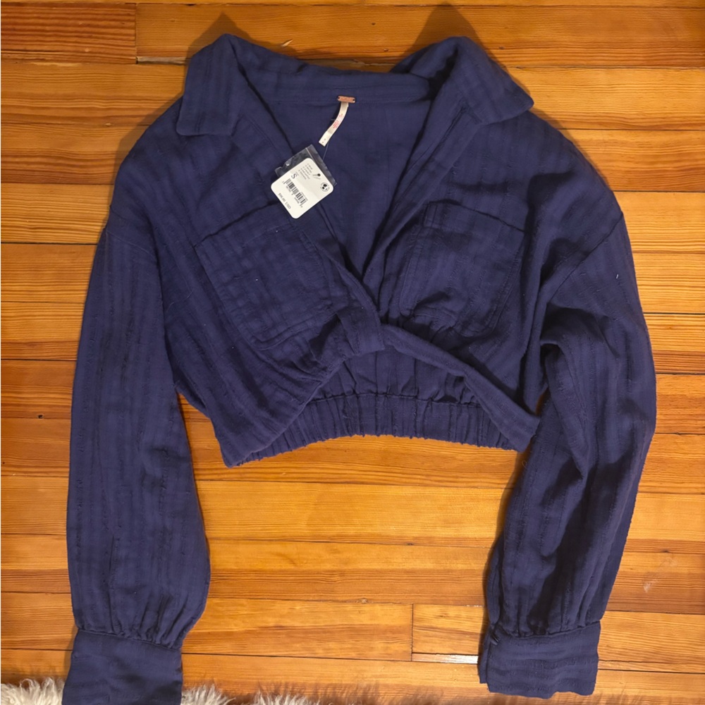 Free people purple Cropped collared shirt